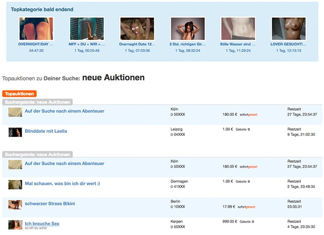 Erotik Auktionen auf gesext.de