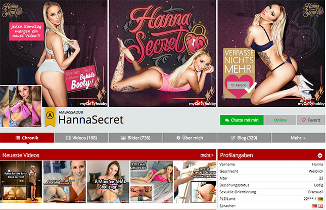 Hanna Secret ist mydirtyhobby Ambassador