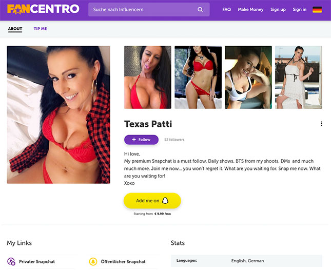 Texas Patti auf Fancentro