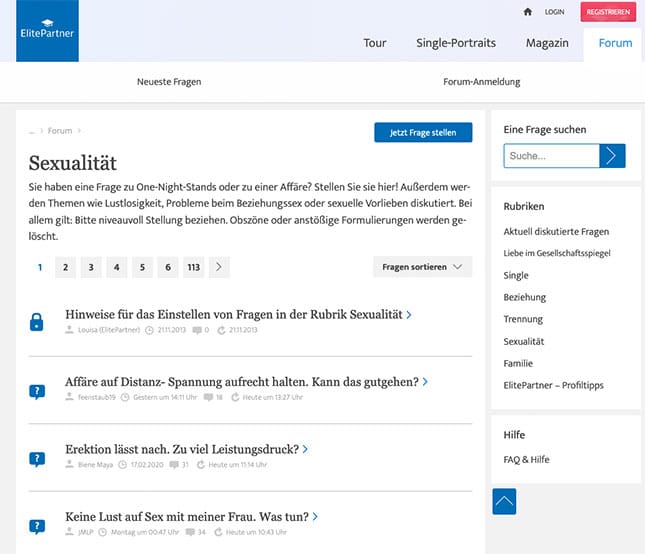 ElitePartner.de Sexualität-Forum