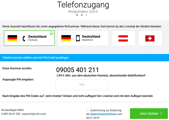 Visit-X Telefonzugang