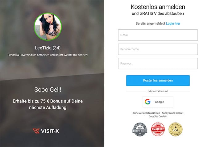 Visit-X kostenlose Anmneldung